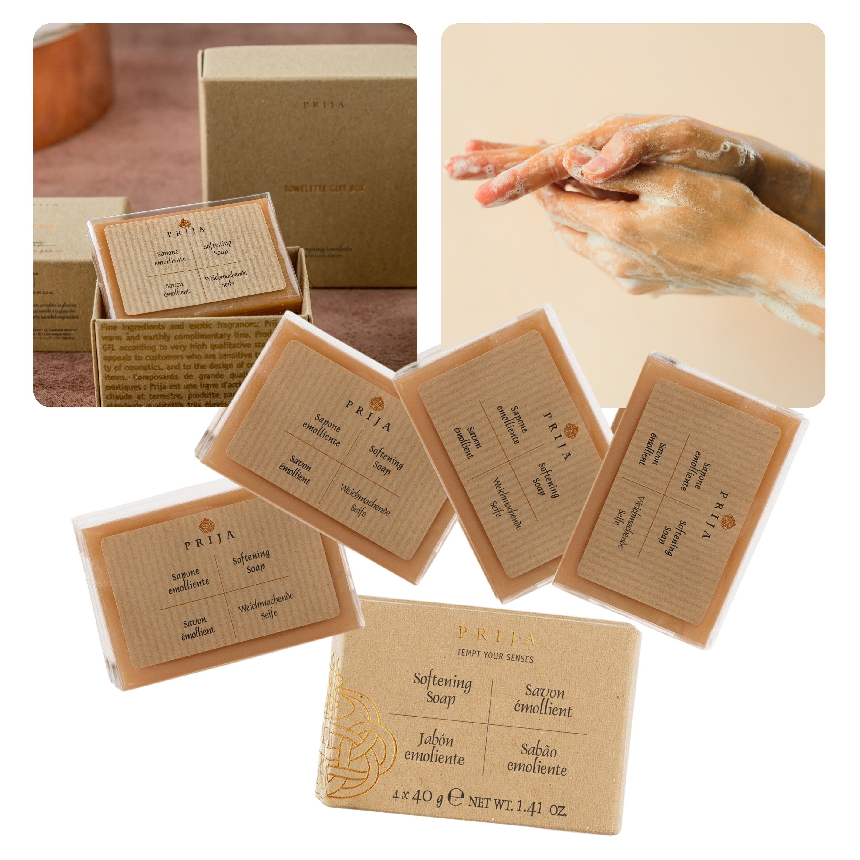 PRIJA Handseife PRIJA pflanzliche Feuchtigkeitsseifen in einer Geschenkbox 4x40g, 4-tlg.