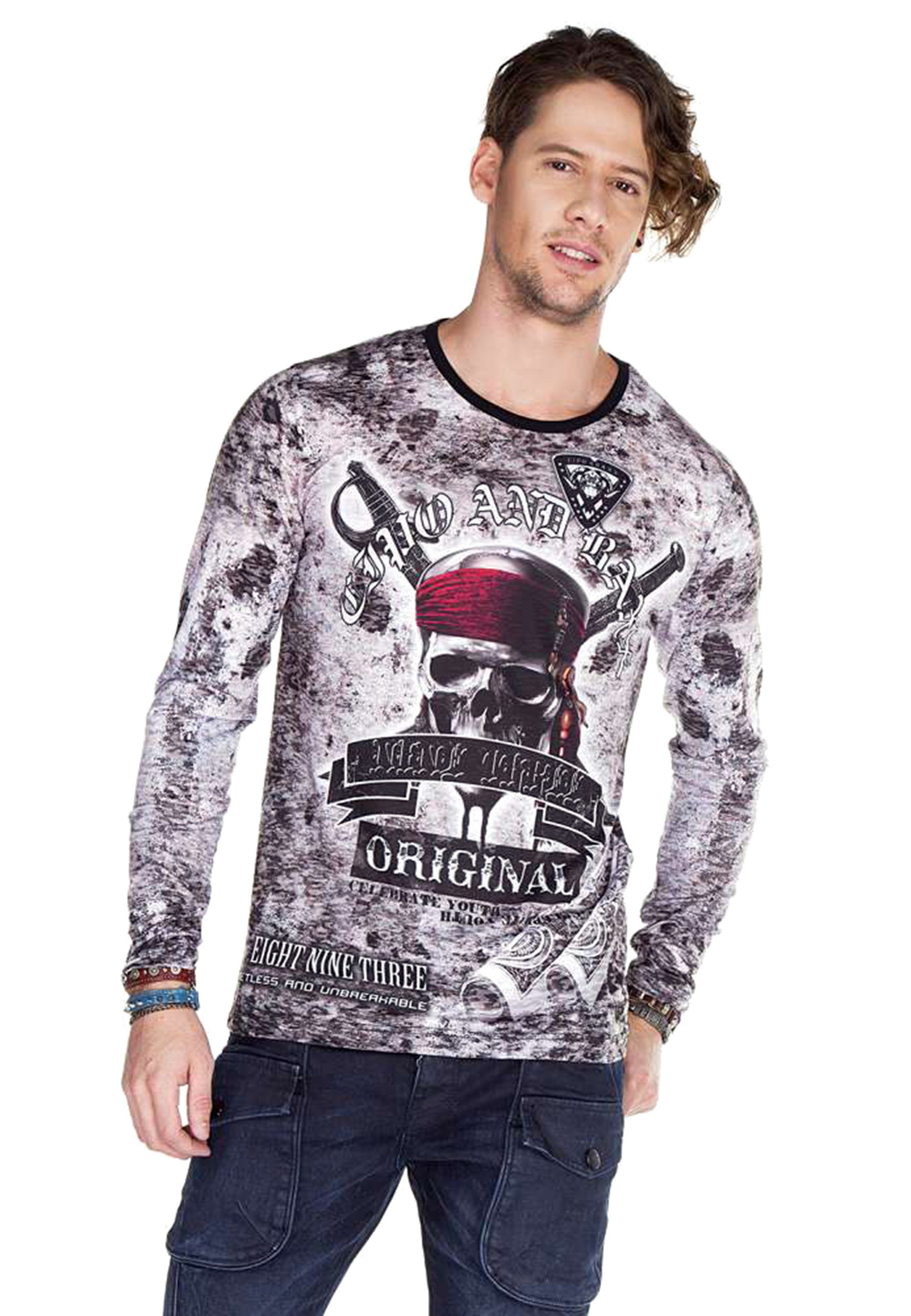 Sweatshirt Allover-Print mit stylischem & Baxx Cipo