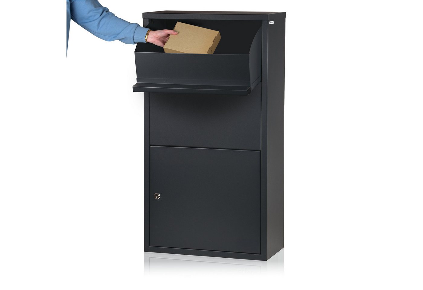 Thumbnail - Zelsius Paketbriefkasten Merkur, pulverbeschichteter Stahl mit Edelstahl, RAL7016 Anthrazit (1x Paketbriefkasten)