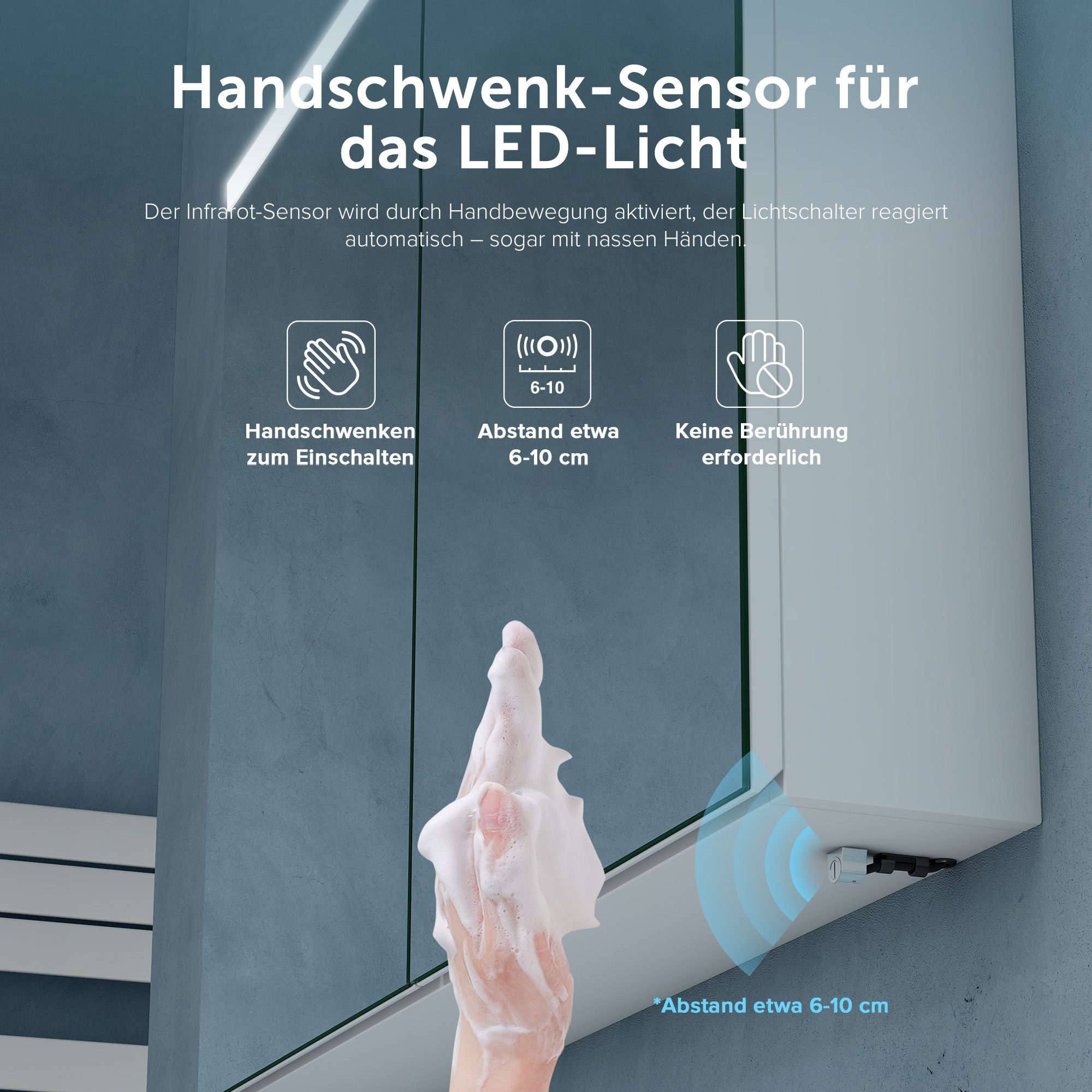 doporro Badezimmerspiegelschrank Spiegelschrank LED-Spiegel verstellbarem Regalbrett Spiegelschrank03