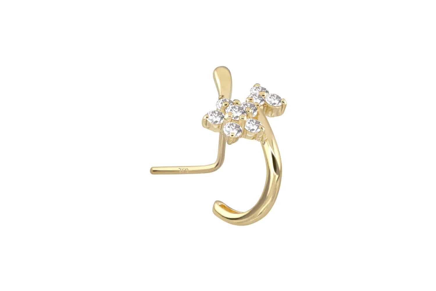 Nasenpiercing 14/18 Karat Gold Nasenstecker MOISSANIT-BLUME
