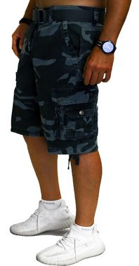 RMK Cargoshorts Herren Short Shorts Bermuda kurze Hose Army Tarn Set Cargo + Gürtel aus Baumwolle, in Camouflage, mit Gürtel