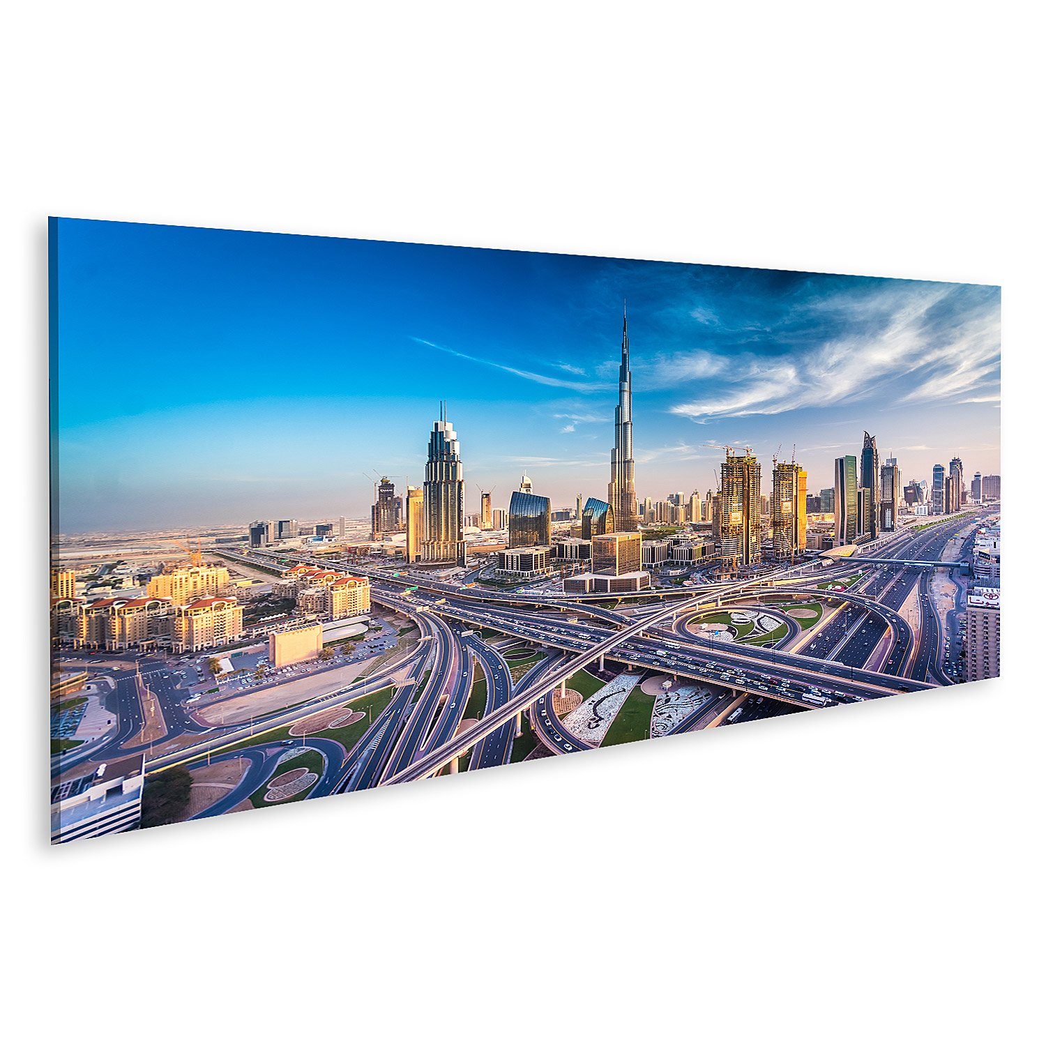 Leinwandbild Bild auf Leinwand Dubai Skyline mit schönen Stadt in der Nähe von sein