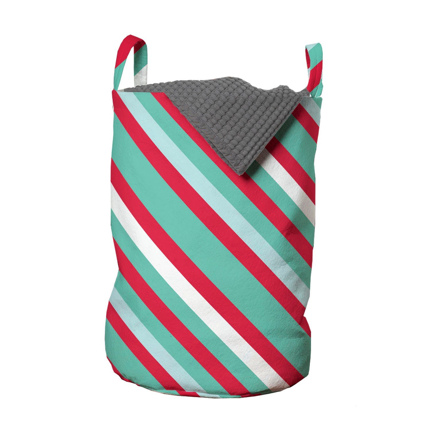 Abakuhaus Wäschesäckchen Wäschekorb mit Griffen Kordelzugverschluss für Waschsalons, Streifen Weihnachten Vibe einfache Linien