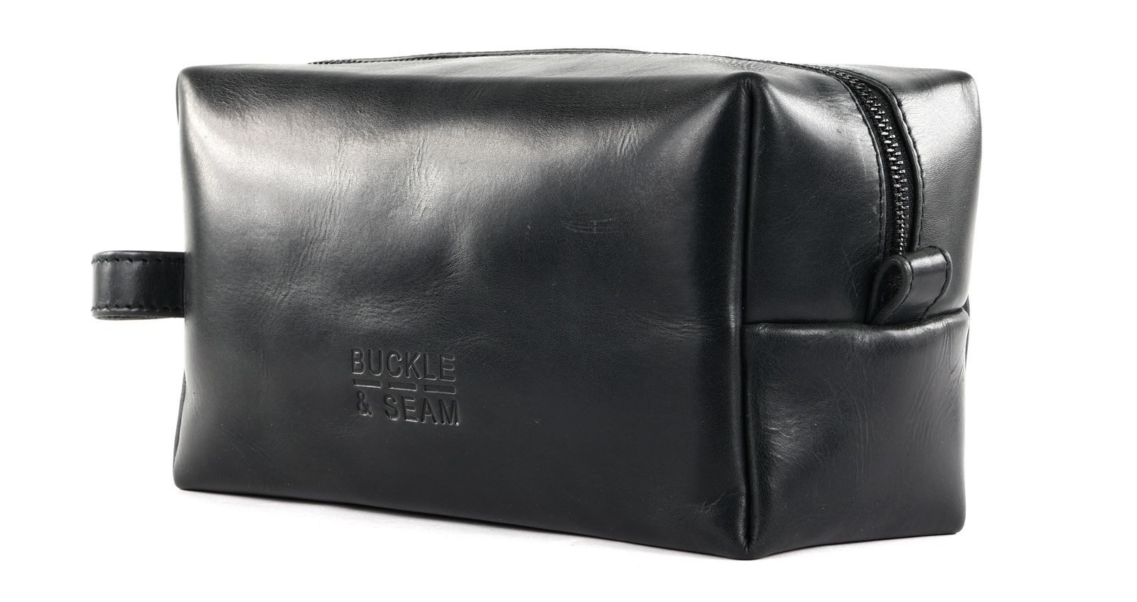 Buckle & Seam Kulturbeutel Blu Washbag, aus echtem Rindsleder