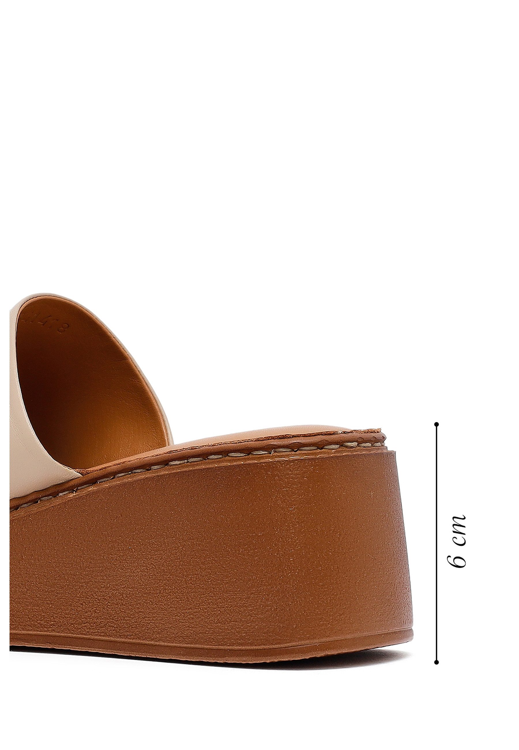 Derimod Keilabsatz-Pantoletten aus Leder Mules Echtleder, Lederfutter, TPU-Sohle, Keilabsatz