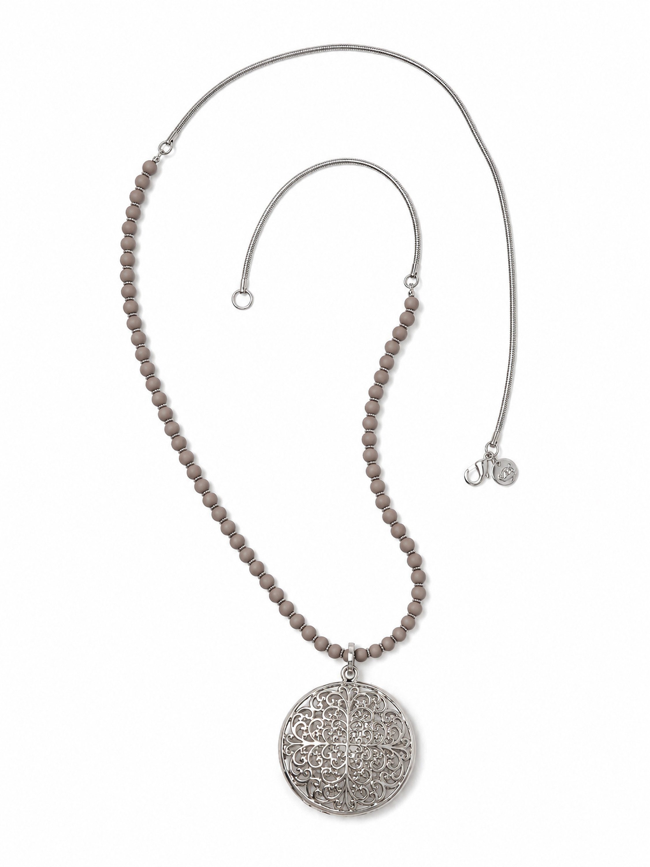 COLLEZIONE ALESSANDRO Lange Kette Vicky, ziselierter und bombierter Anhänger