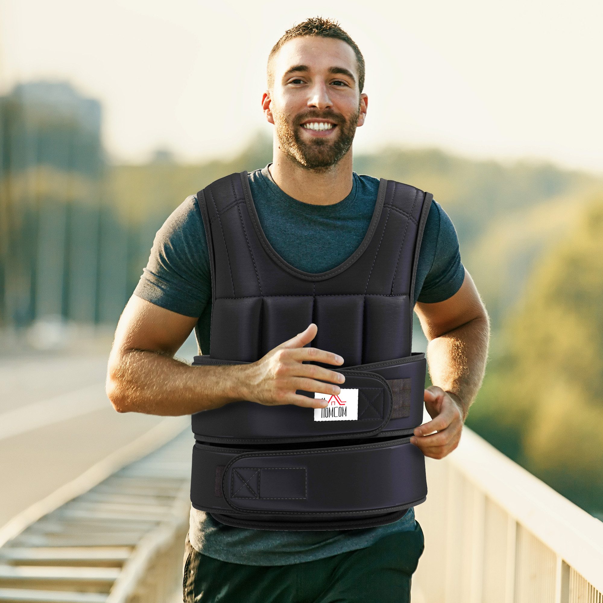 HOMCOM Gewichtsweste mit verstellbare herausnehmenbar Gewichten Klettverschlüsse, (Trainingsweste, 1-tlg., Laufweste), für Muskelaufbau Krafttraining, Laufen, Fitness, Cross Training