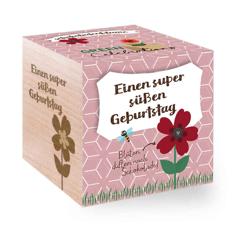 Feel Green Blumenerde Green Celebrations, Schokoladenblume «Einen Super Süßen Geburtstag», (1-St)