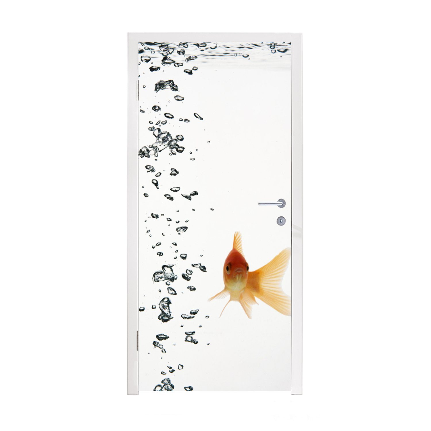 MuchoWow Türtapete Goldfisch - Wasser - Weiß, Matt, bedruckt, (1 St), Fototapete für Tür, Türaufkleber, 75x205 cm