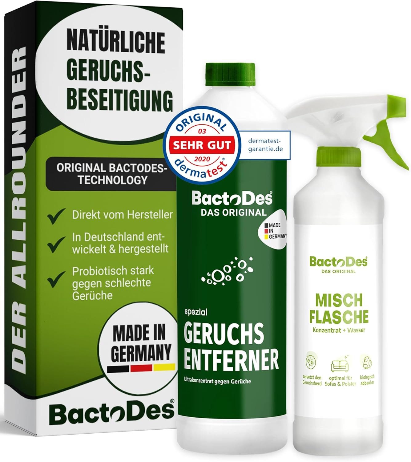 BactoDes Geruchsentferner BactoDes® Spezial (Konzentrat inkl. 1 Misch- und Sprühflasche)