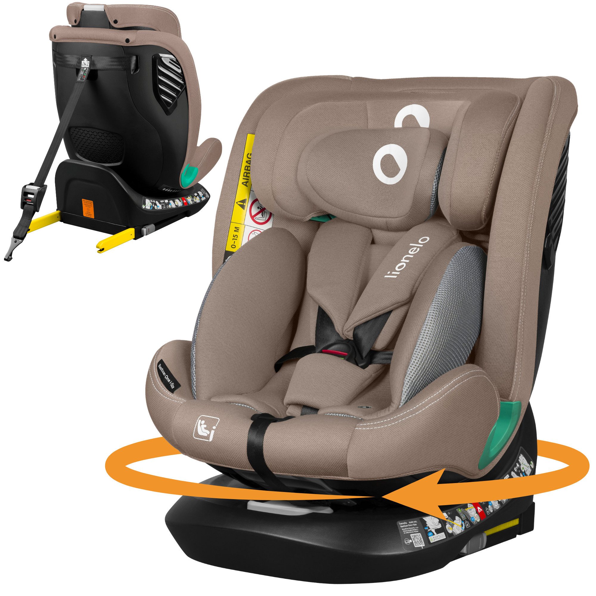 lionelo Autokindersitz BASTIAAN ONE i-SIZE, ab: ab Geburt, bis: 12 Jahren, ab: 40,00 cm, bis: 150,00 cm, (Set), 4 in 1/i-Size/Dri-Seat/360 Grad/0-36kg