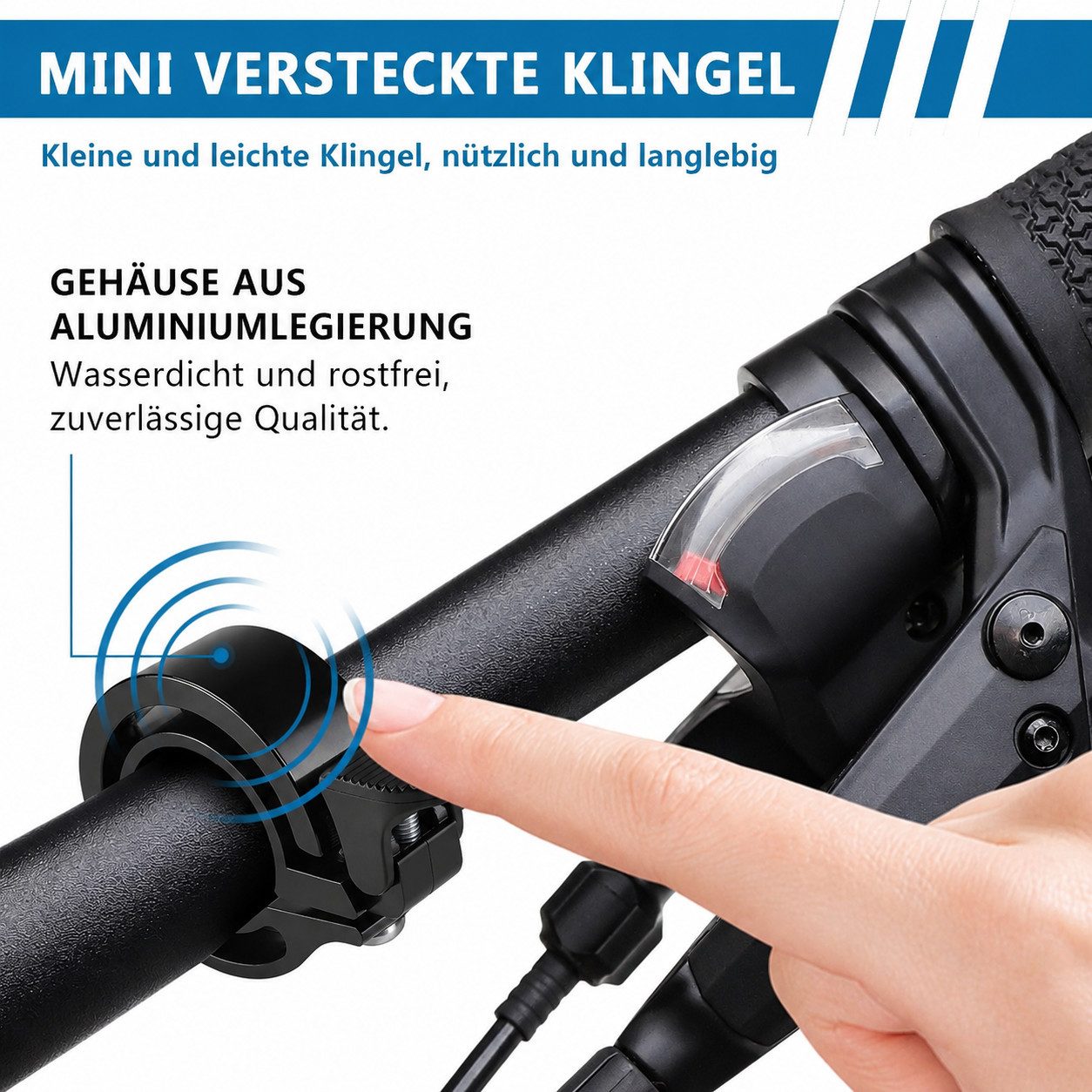 Forrlite Fahrradklingel Mountainbike Mini, Klingel Fahrrad versteckt & laut, (robuste Fahrrad Klingel aus Aluminiumlegierung, wasserdicht für Kinder- und Erwach – Bild 4 von 5