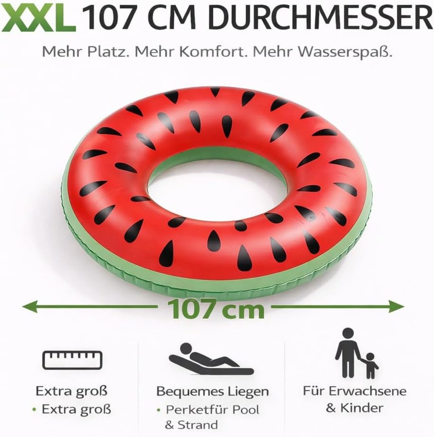 TK Gruppe Schwimmring Aufblasbarer Schwimmring aus PVC, Donut- und Flamingo-Varianten (Schwimmring), 120 cm – Bild 2 von 5