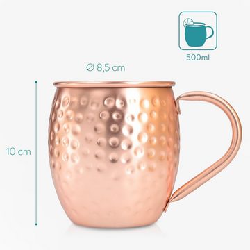 Navaris Becher 2er Set Moscow Mule Kupferbecher - Cocktails mit Stil genießen, Edelstahl