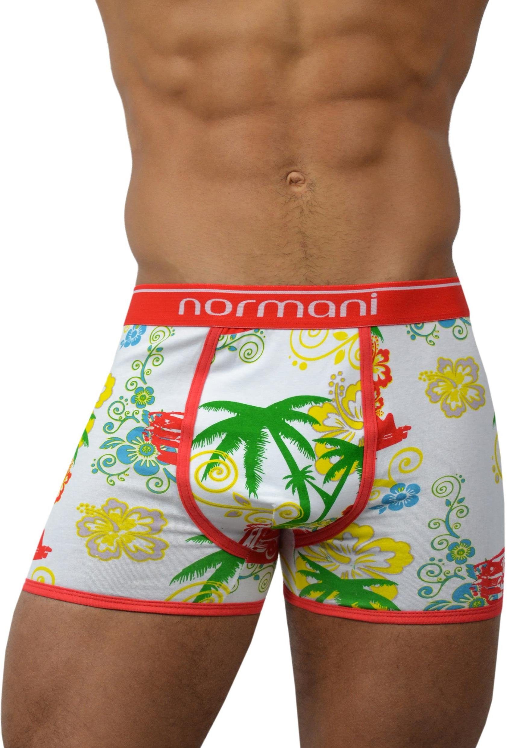 normani Retro Boxer Boxershorts Retro atmungsaktiver Stück aus Baumwolle Unterhose 6 Baumwolle aus Hawaiian