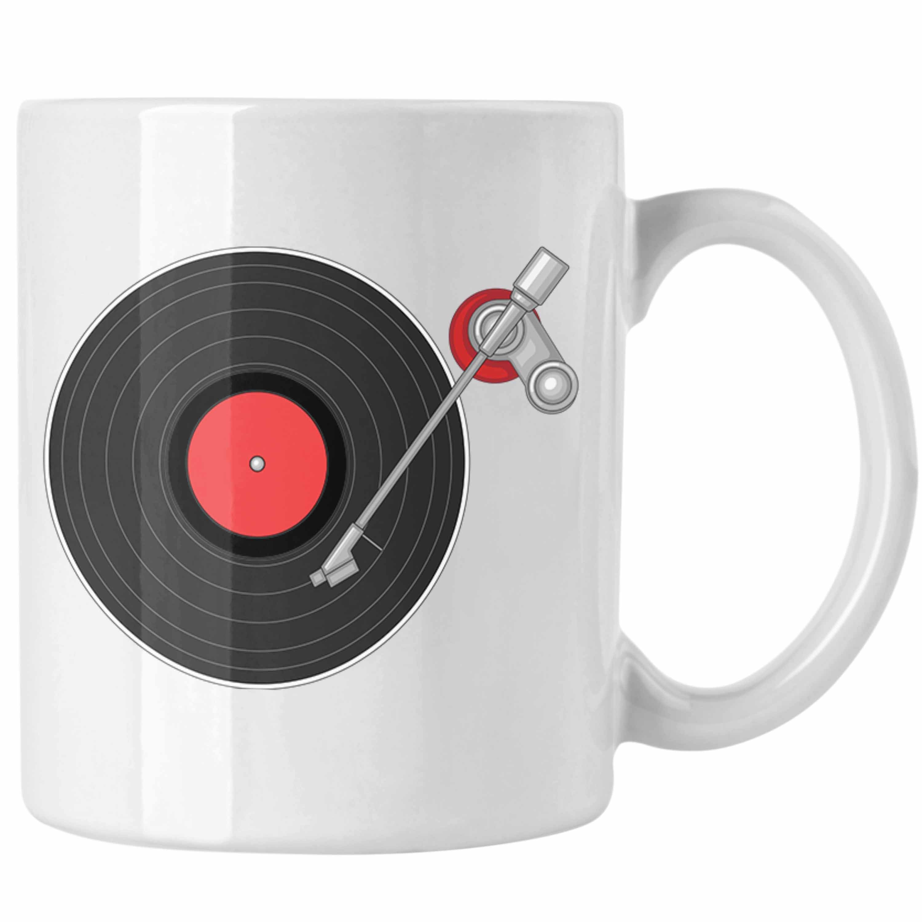 Tasse Vinyl-Schallplatten Weiss Geschenk Kaffee- Trendation Plattenspieler Tasse Schallplatte