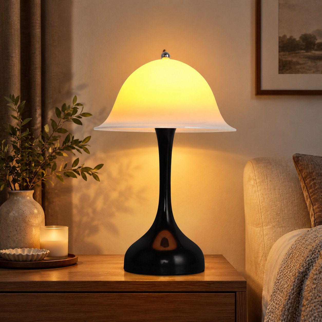 Nettlife LED Tischleuchte Akku kabellos, Touch dimmbar, Rot/Schwarz/Weiß/Blau Nachtlicht, Mit Akku Modern für schlafzimmer schreibtische Innenbeleuchtung