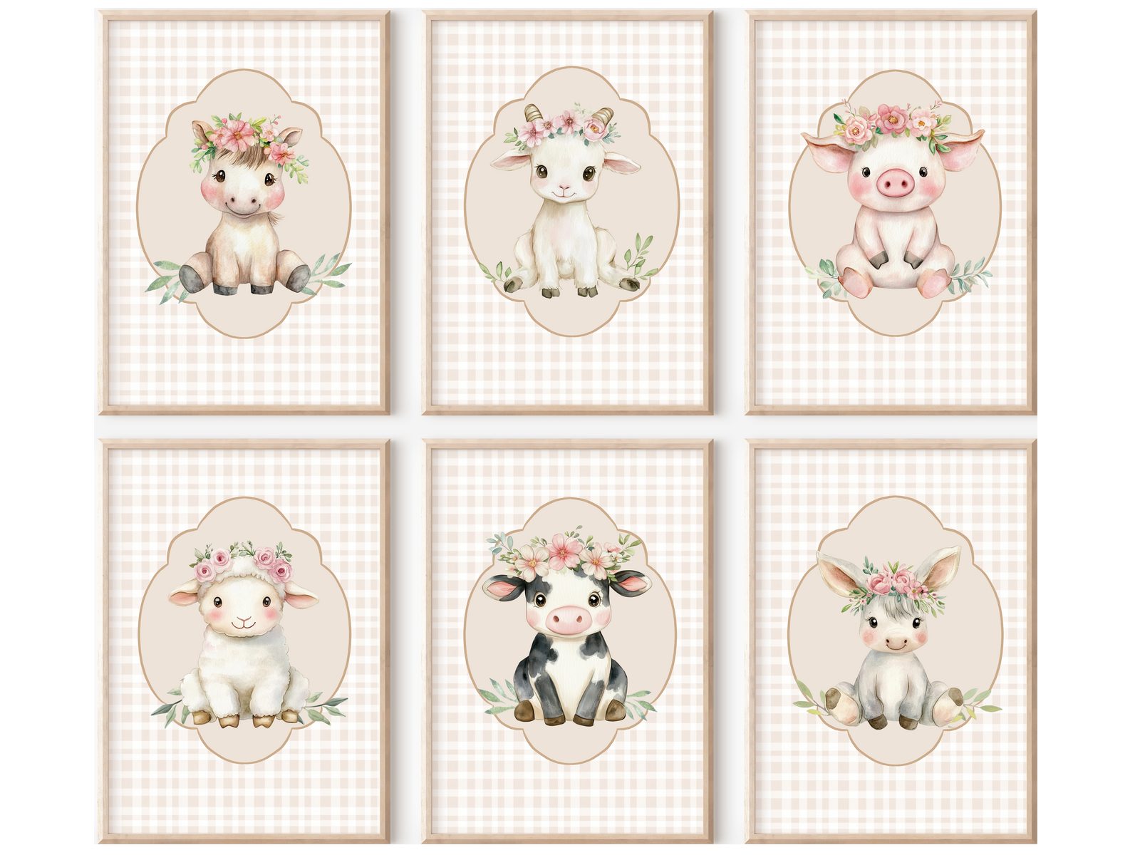 homestyle-accessoires Poster Kinderzimmer Bilderwand 6erSet Bilderset Baby BAUERNHOFTIERE, - Ohne Bilderrahmen - Sorgfältige & sichere Verpackung