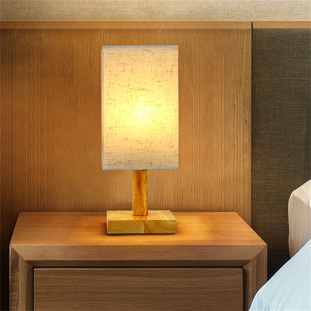 Rouemi Nachtlicht Schlafzimmer Nachtlampe, USB dimmbare Nachttischlampen Holztischlampe