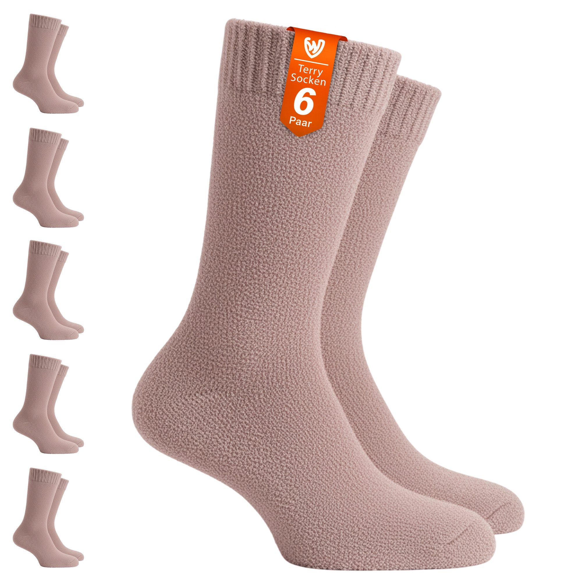 German Wear Kuschelsocken GW272 6er Pack Terrysocken (6er-Pack) Frottee-Baumwollsocken – für das ganze Jahr geeignet