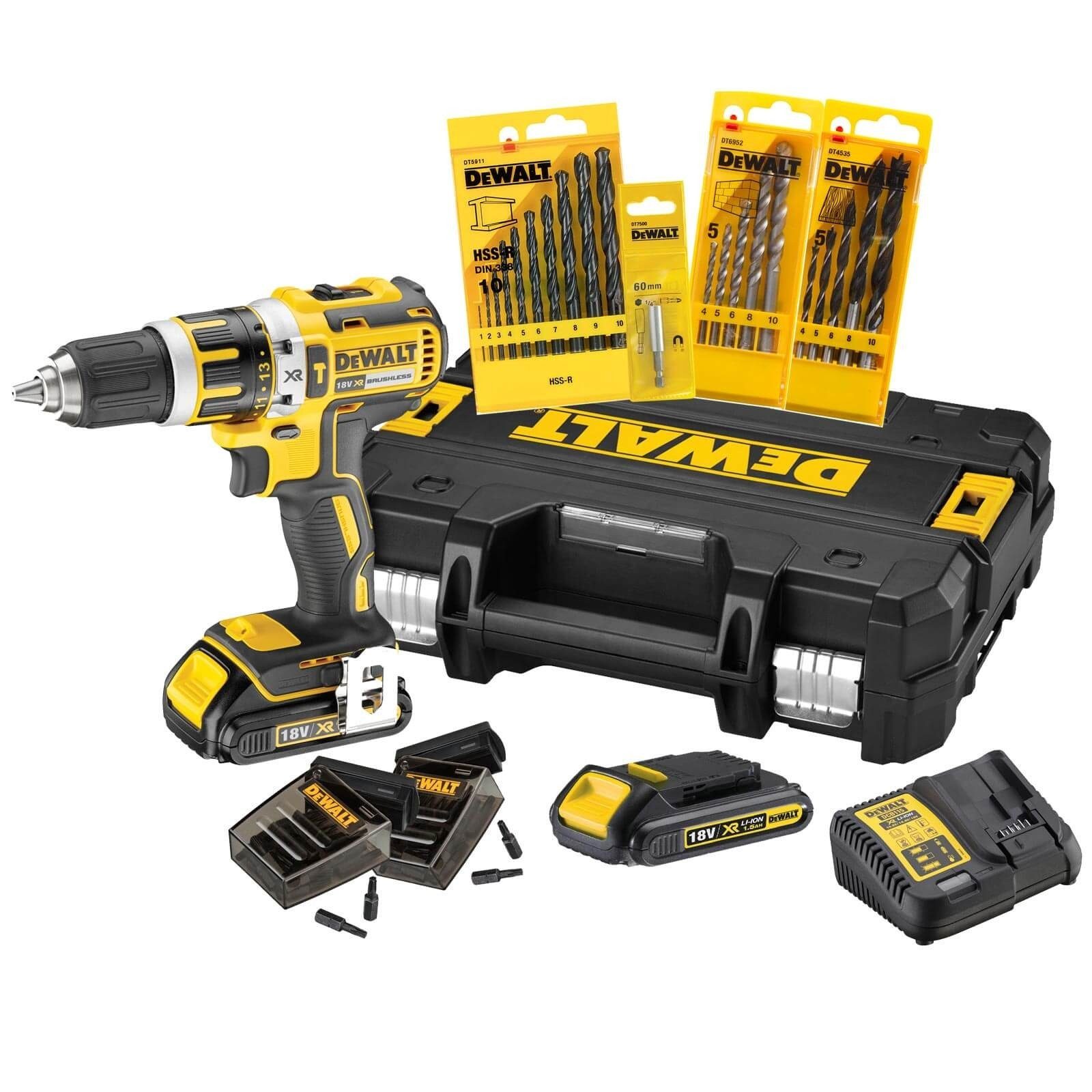 DeWalt Akku-Schlagbohrschrauber Akku-Schlagbohrschrauber-Set DCK795S2T-QW 18 V, 18 V, (Set, + Akku-Set + T-STAK Box + Zubehör-Set), inkl. Ladegerät & 2x Akku