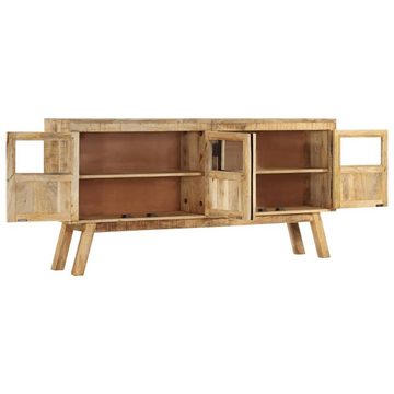 vidaXL Anrichte Sideboard Braun und Schwarz 160x30x76 cm Massivholz Mango Glas Vitrine