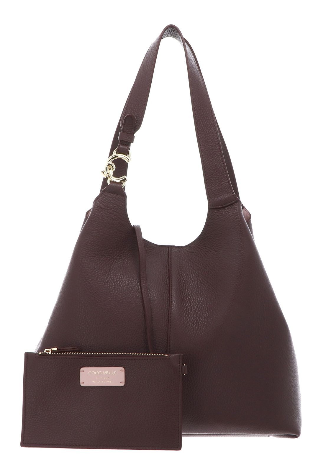 COCCINELLE Schultertasche Shopper (Set, 2-tlg), aus echtem Rindsleder