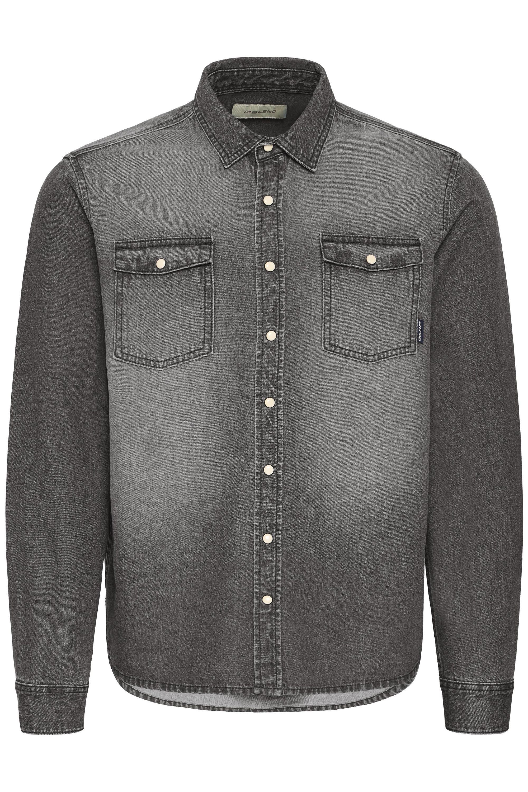 Blend Jeanshemd BHDargo Modernes Langarmhemd mit Brusttasche