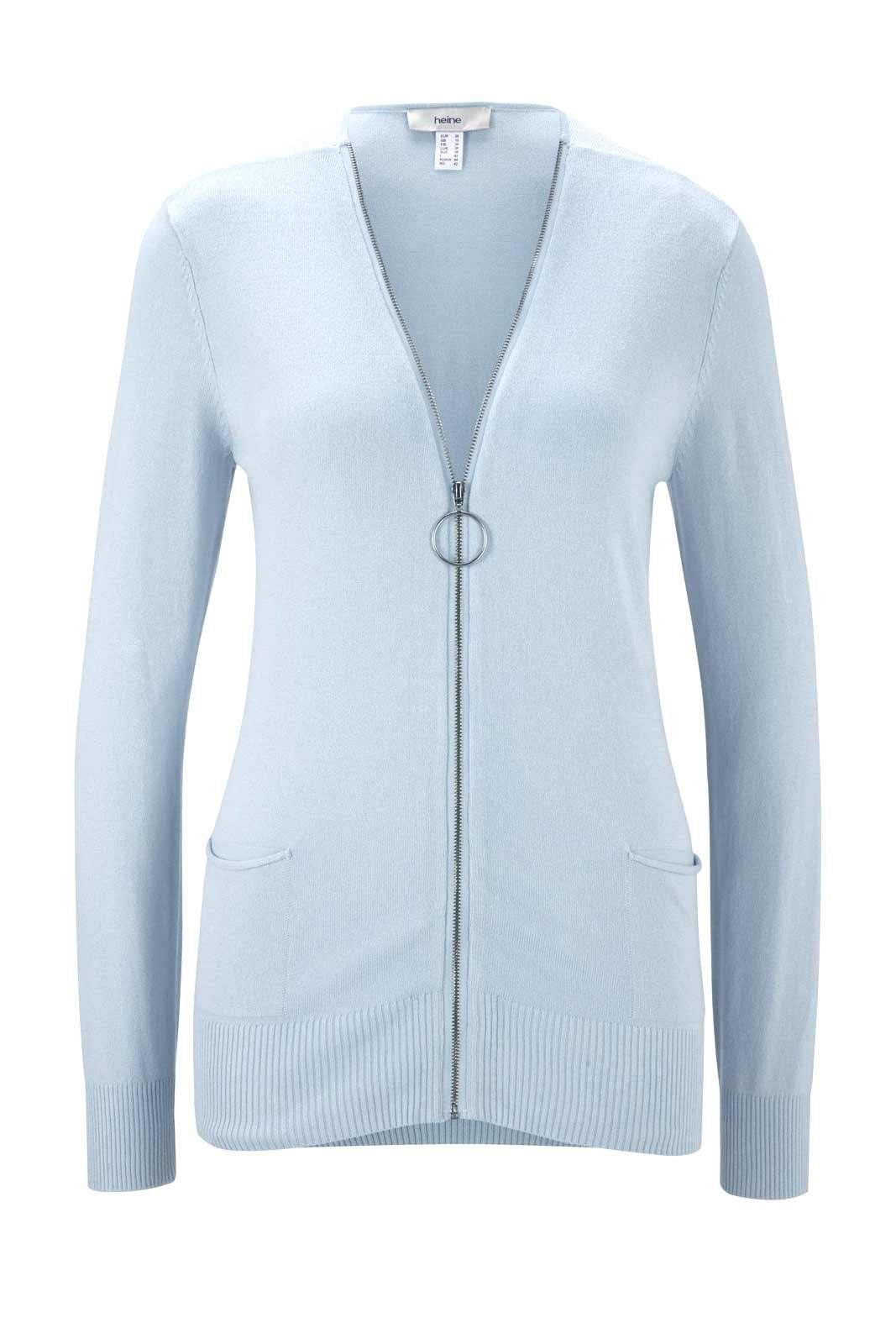 heine Strickjacke HEINE Damen Reißverschluß-Strickjacke, hellblau