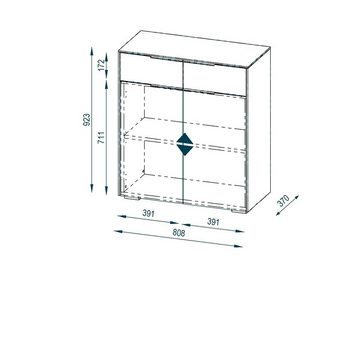 möbelando Aktenschrank 1507 (BxHxT: 81x110x37 cm) in Riviera Eiche mit 2 Einlegeböden