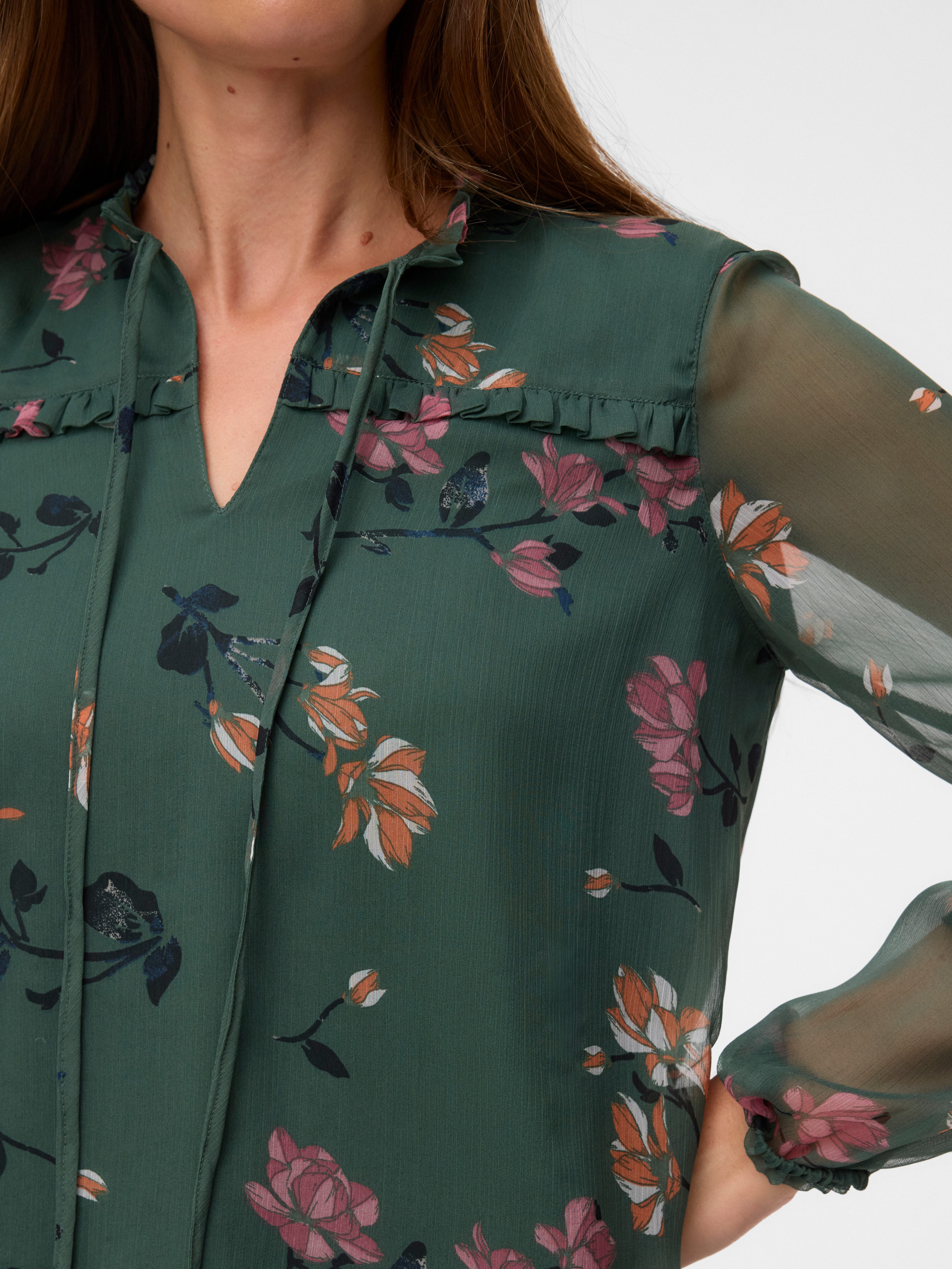 Vero Moda Chiffonbluse VMMILLA LS TOP WVN GA NOOS Kunstfaser, regular fit