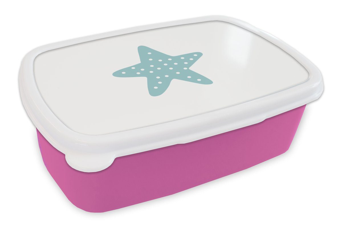 MuchoWow Lunchbox Stern - Punkte - Pastell - Mädchen - Jungen - Kinder, Kunststoff, (2-tlg), Brotbox für Erwachsene, Brotdose Kinder, Snackbox, Mädchen, Kunststoff rosa