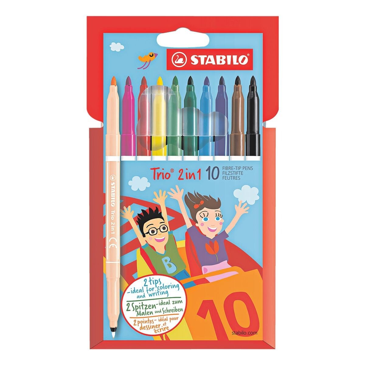 STABILO Filzstift Trio® 2in1, (10-tlg), Doppelstifte, mit zwei Strichstärken