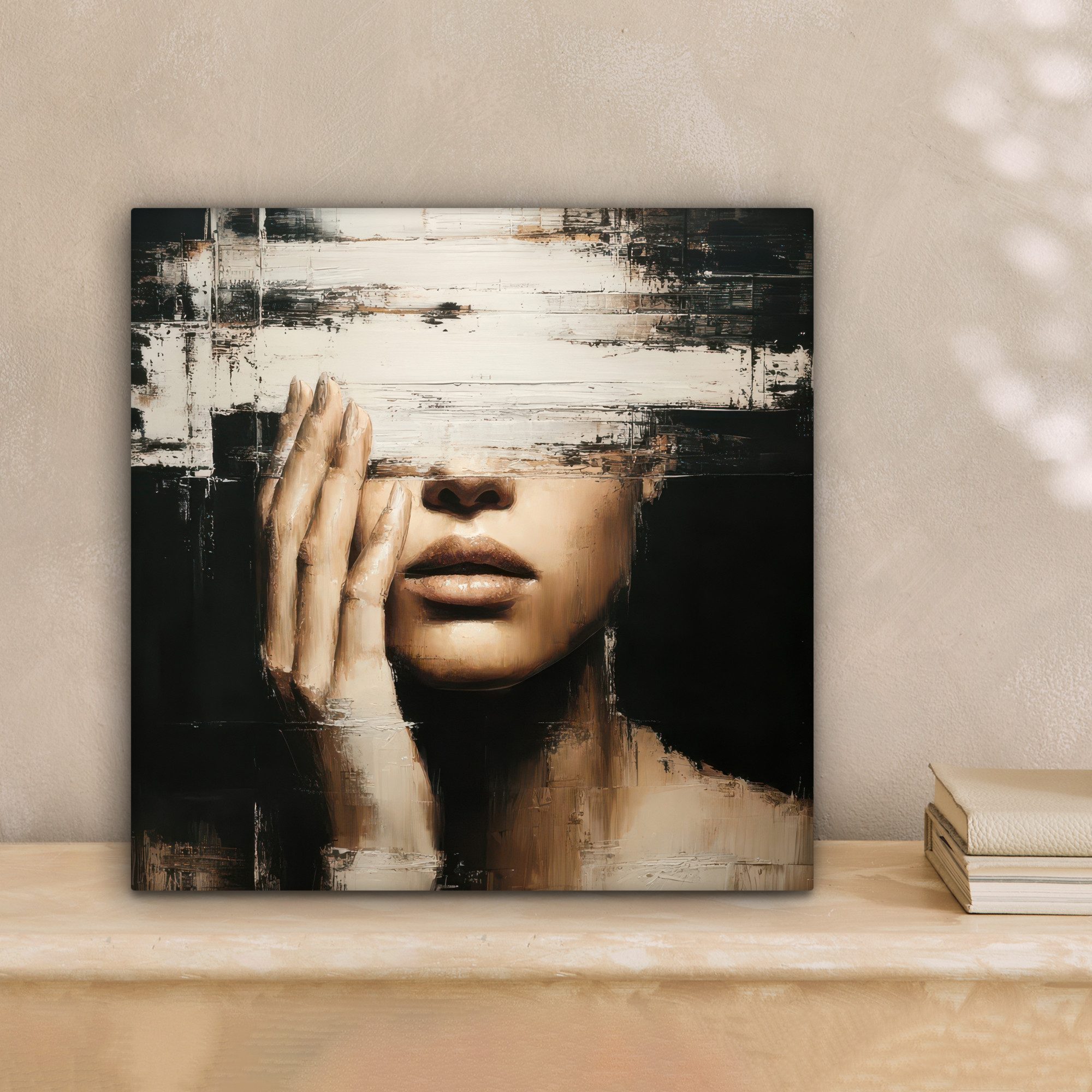 OneMillionCanvasses® Leinwandbild Hand - Gesicht - Streifen - Abstrakt, Fot günstig online kaufen