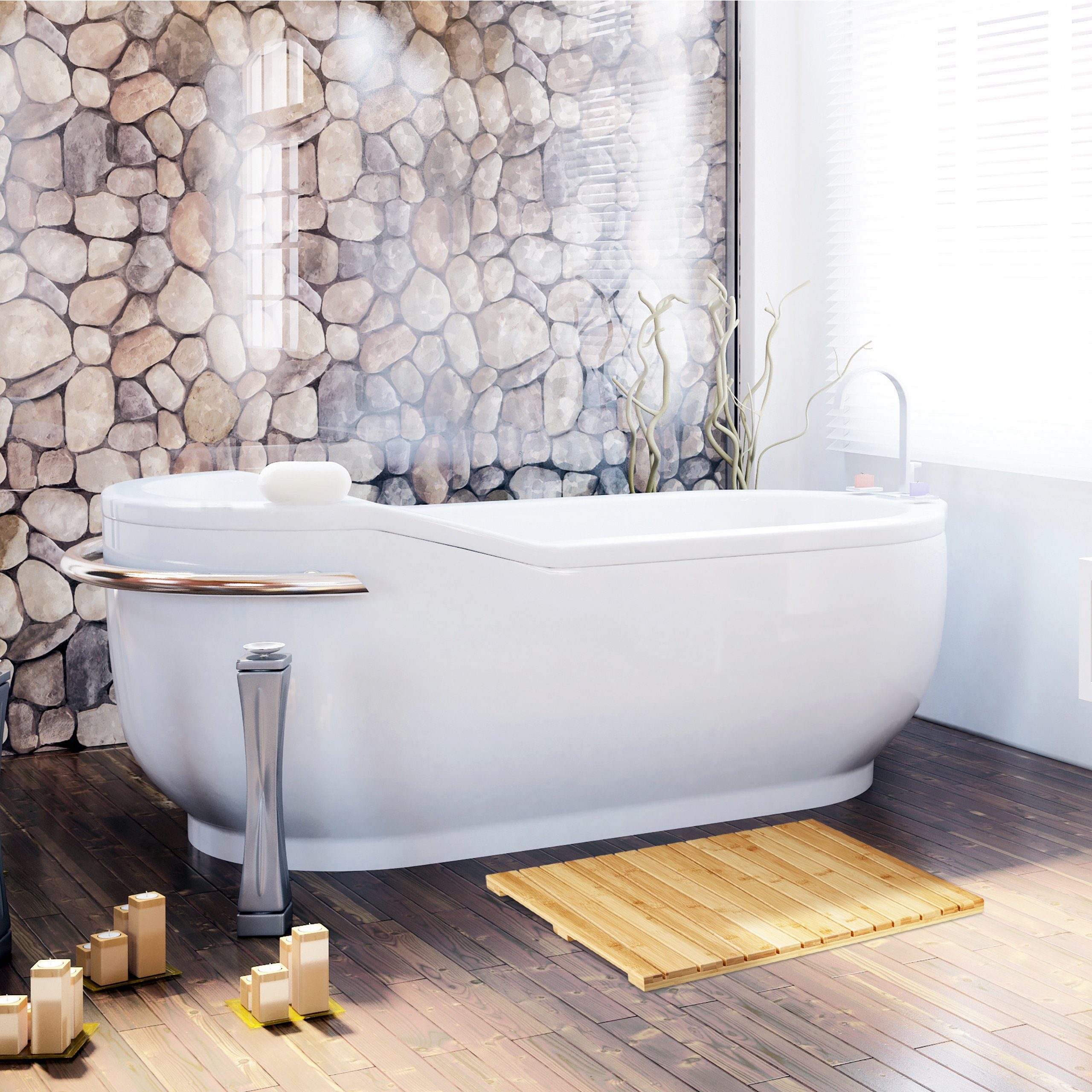 relaxdays Badematte Bambusmatte für Bad, Höhe günstig online kaufen