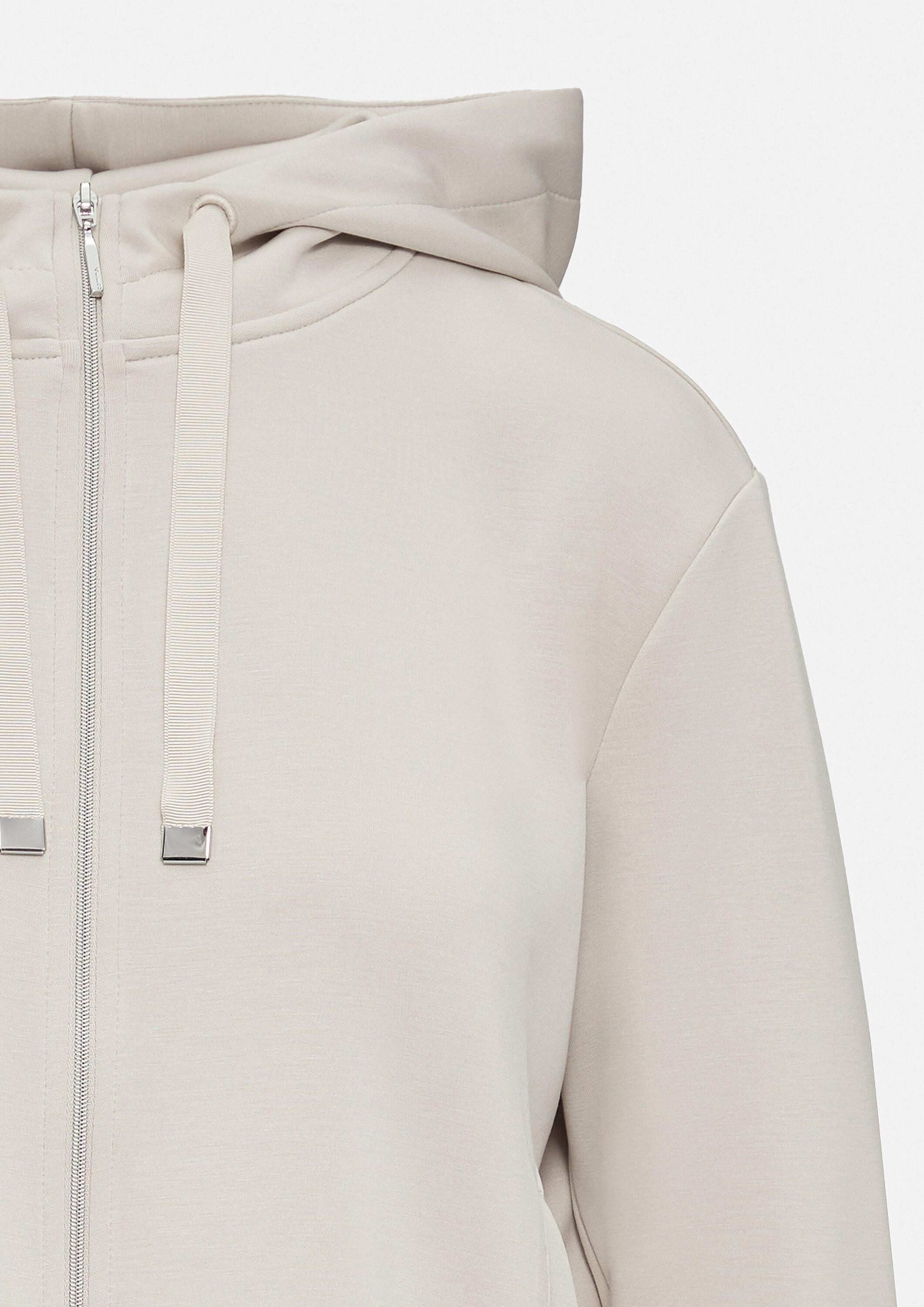 comma Sweatjacke Sweatshirt Jacke Verkürzte Sweatjacke mit Kapuze und Leistentaschen