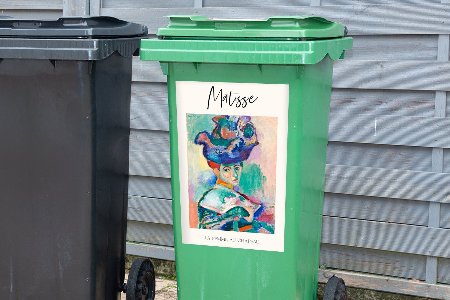 Matisse St), - Mülleimer-aufkleber, La Mülltonne, Abfalbehälter Sticker, Wandsticker femme Alte Container, au Meister Chapeau MuchoWow - (1
