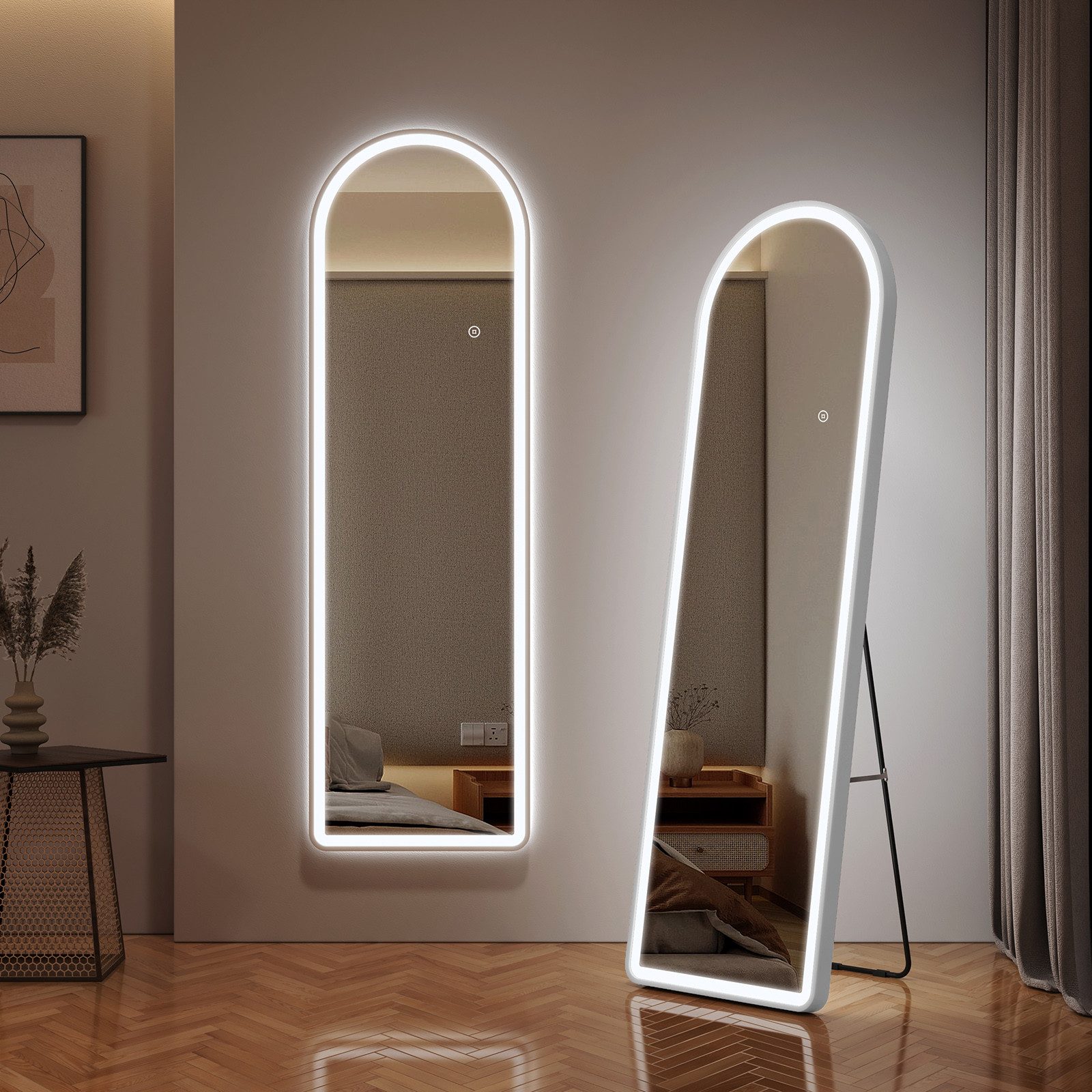EMKE Standspiegel Bogen Standspiegel Ganzkörperspiegel mit Beleuchtung, 3 L günstig online kaufen