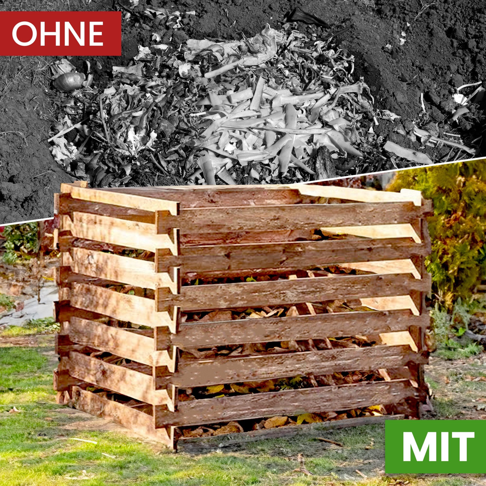 Gartenpirat Komposter 90x90x70 cm Komposter für den Garten aus Holz mit Stecksystem Kompost, BxTxH: 90x90x70 cm