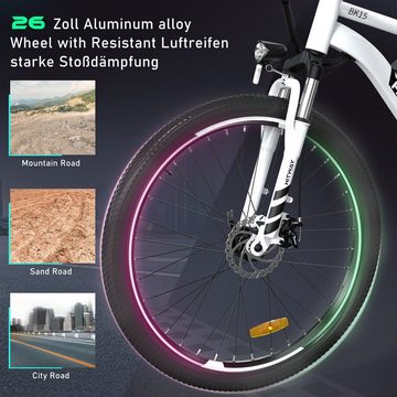 HITWAY E-Bike 26"*3.0 Fatreifen MTB, 48V 15 Ah, Shimano 7 Gänge, 7 Gang Shimano, Kettenschaltung, Heckmotor, 720 Wh Akku, Elektrofahrrad für Damen und Herren 170 - 190 cm