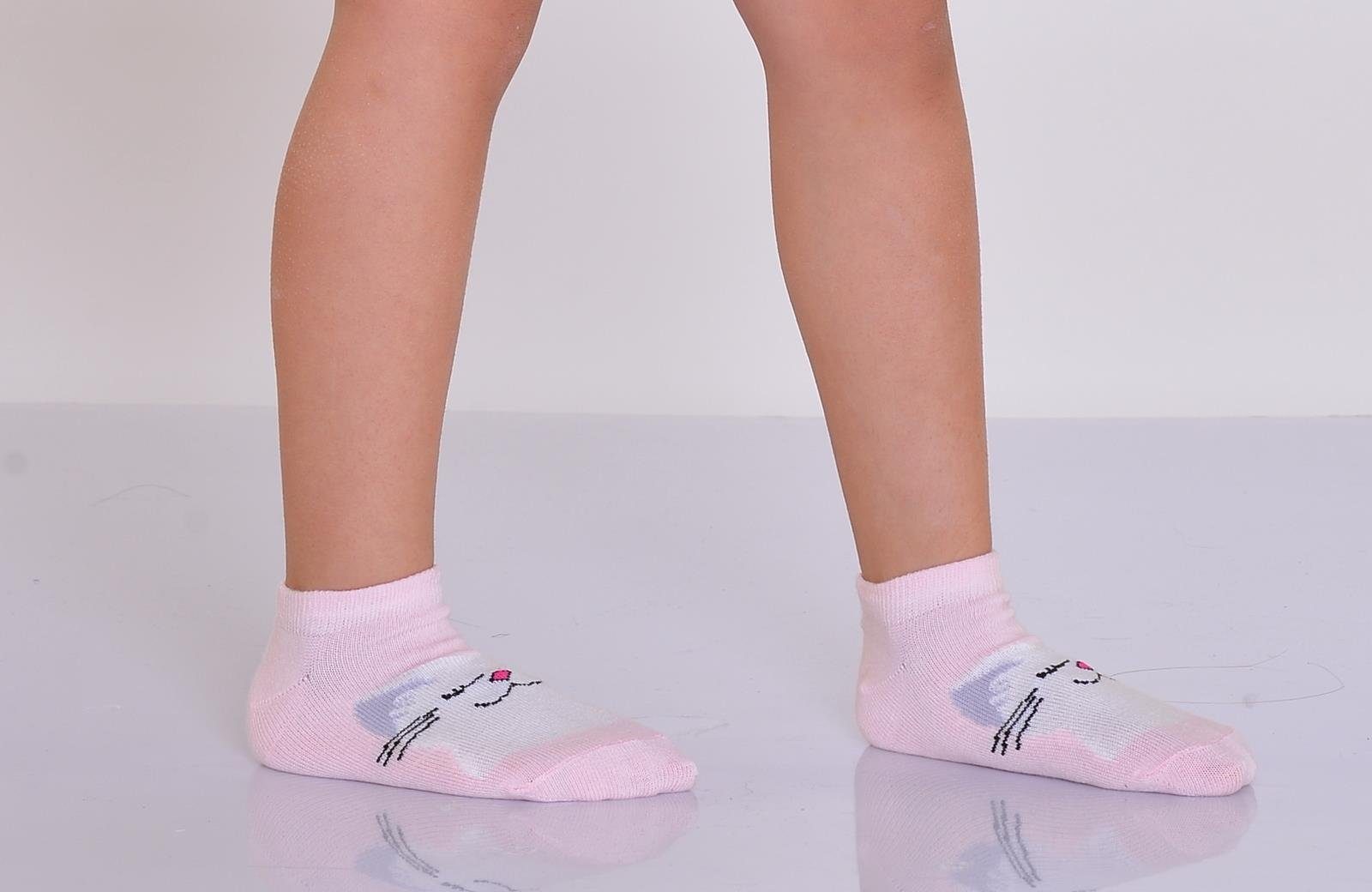 Modell Paar 12 LOREZA Kurzsocken 12-Paar Socken Sneakersocken (Paar, Mädchen 12-Paar) 4 Kindersocken