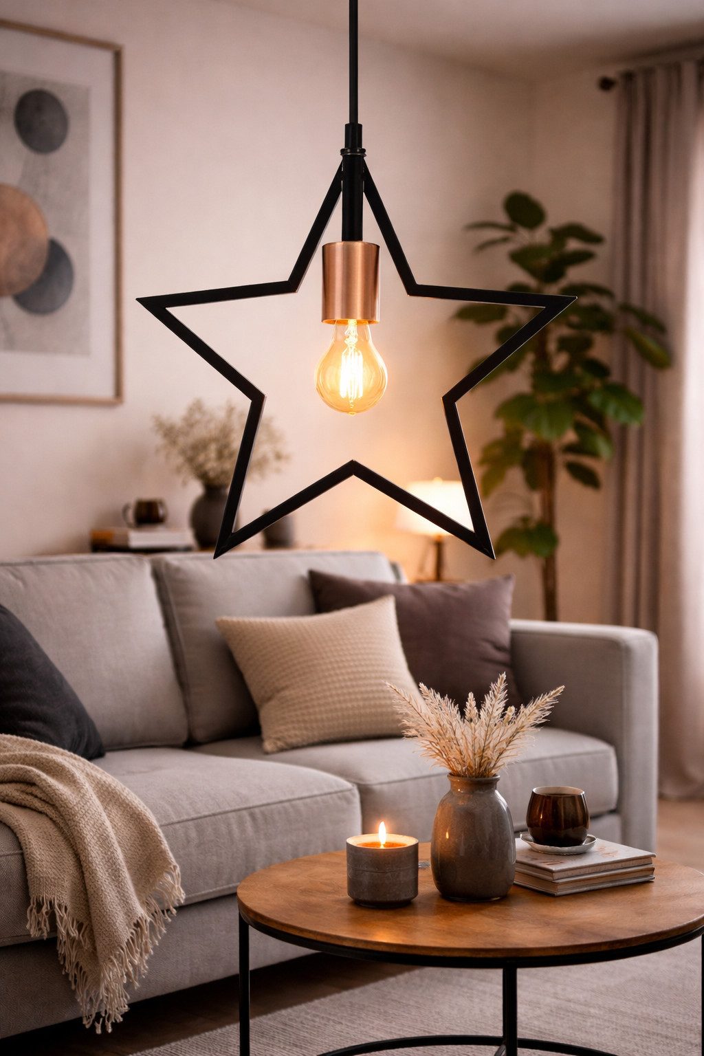matrasa Pendelleuchte STAR 35 cm Schwarz & Kupfer - Vintage Hängeleuchte, ohne Leuchtmittel, Hängeleuchte E27 Pendellampe