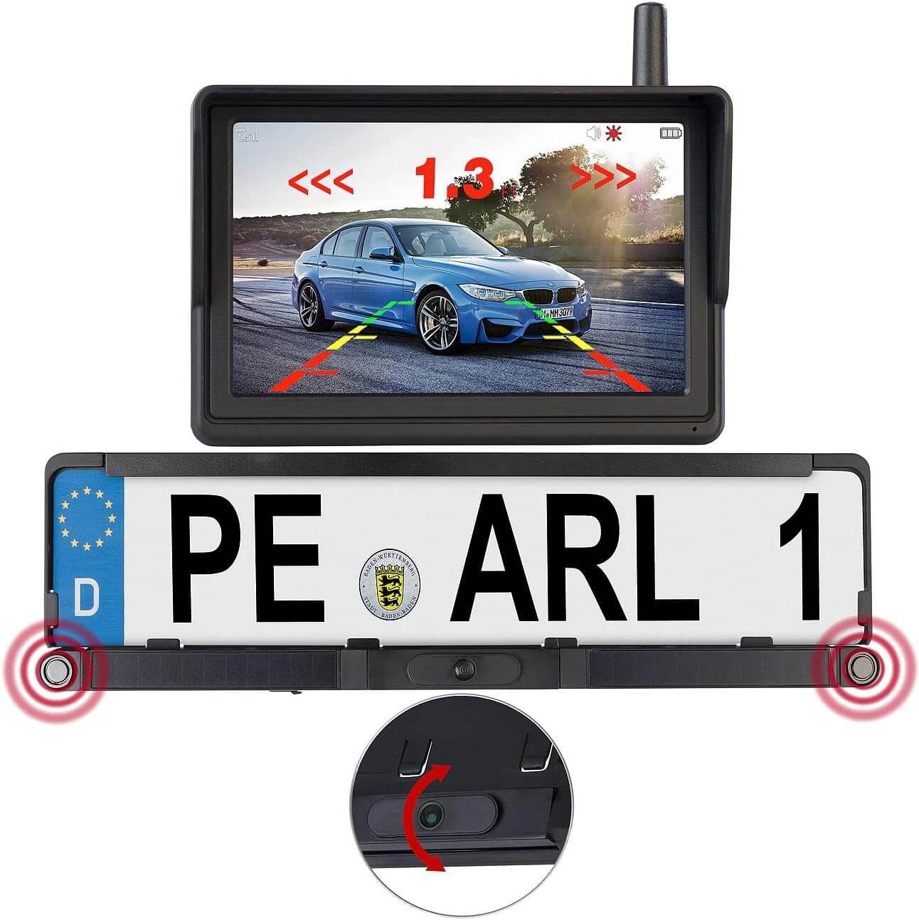 Lescars Solar-Funk-HD-Rückfahrkamera PA-720.slr Rückfahrkamera (HD)