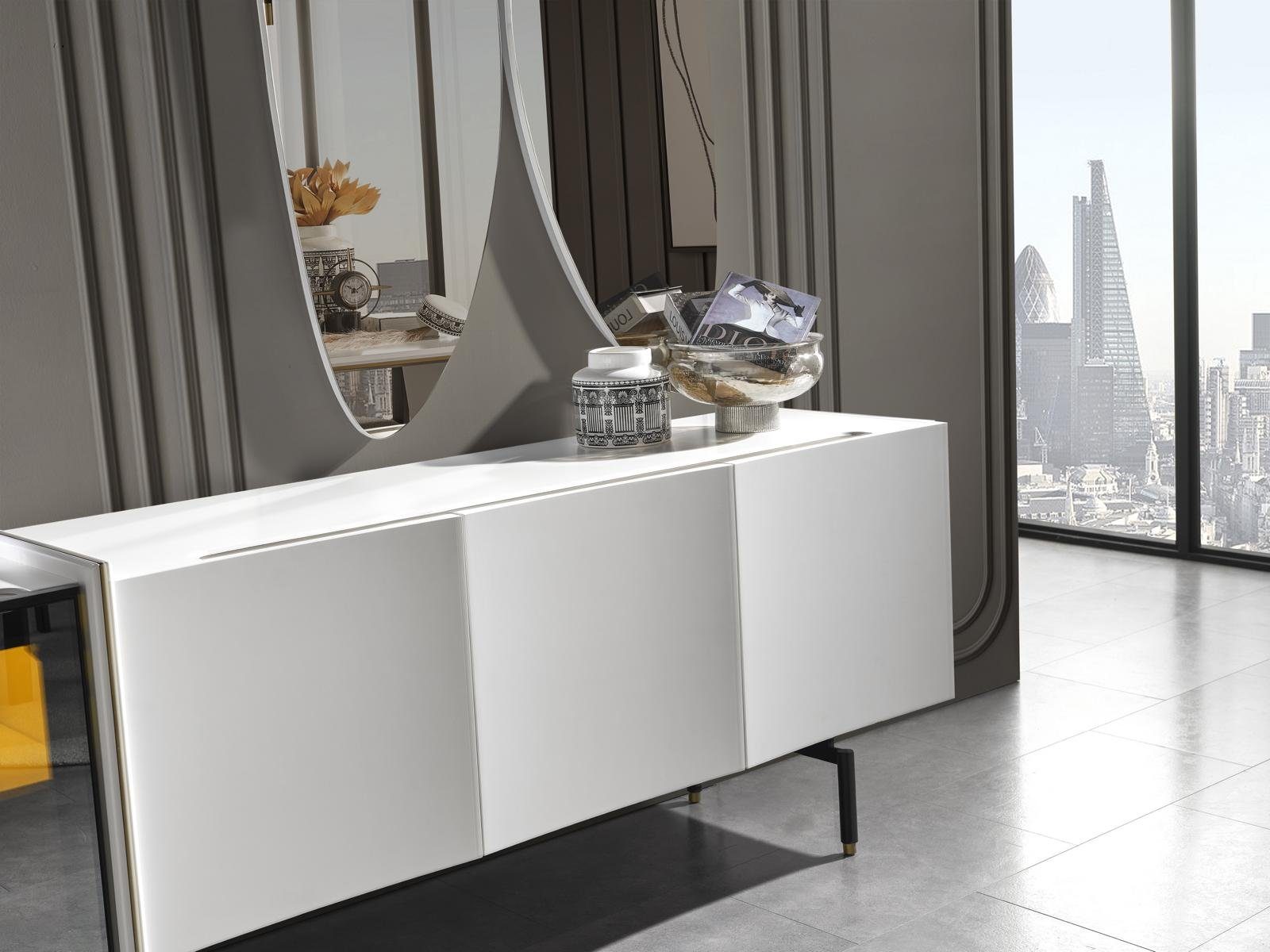 Stil Spiegel Holz (3 Möbel Modern Anrichte 2tlg neu JVmoebel Luxus Wohnzimmer Anrichte St)