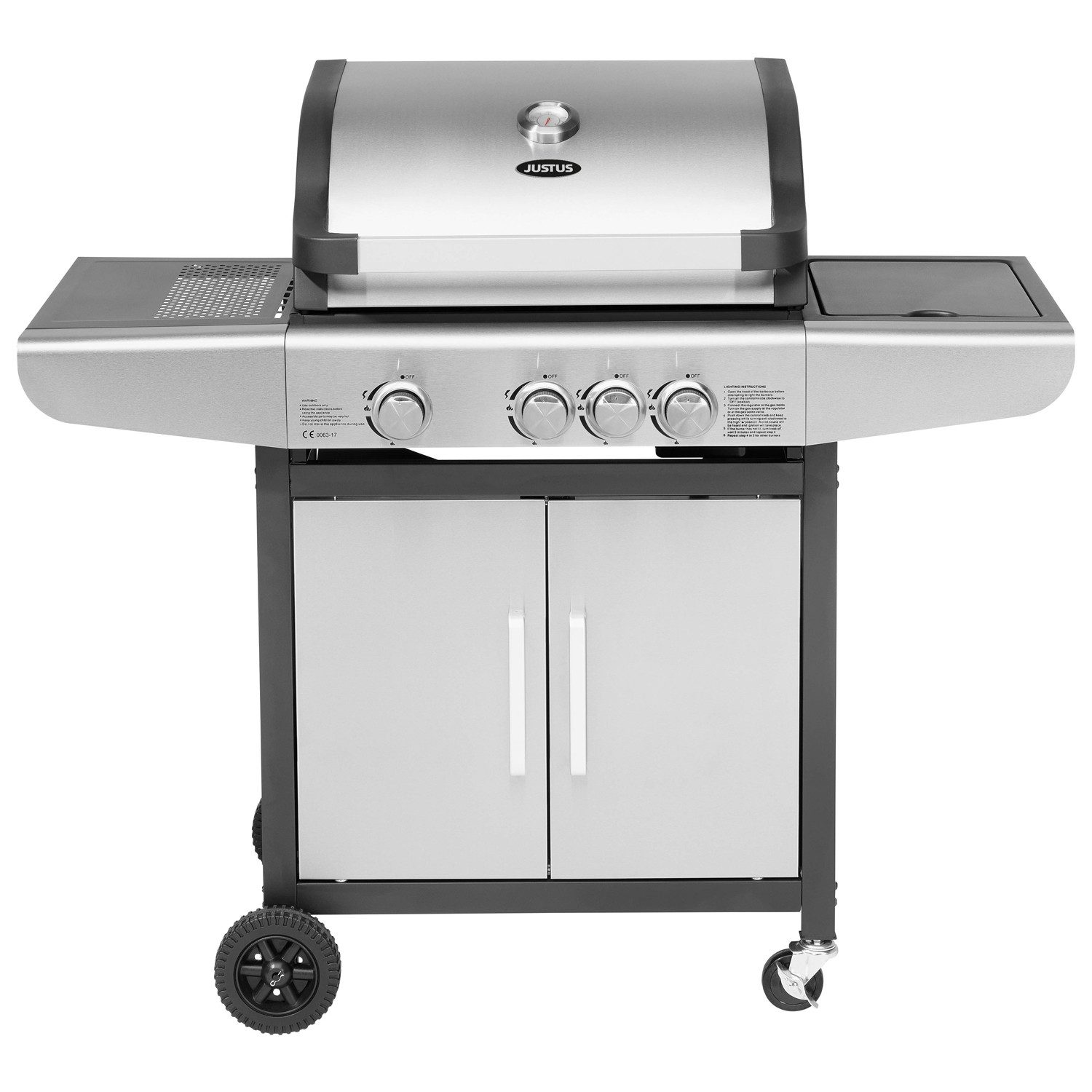 JUSTUS Gasgrill "Ares 3 SU", silber, 3+1 Brenner