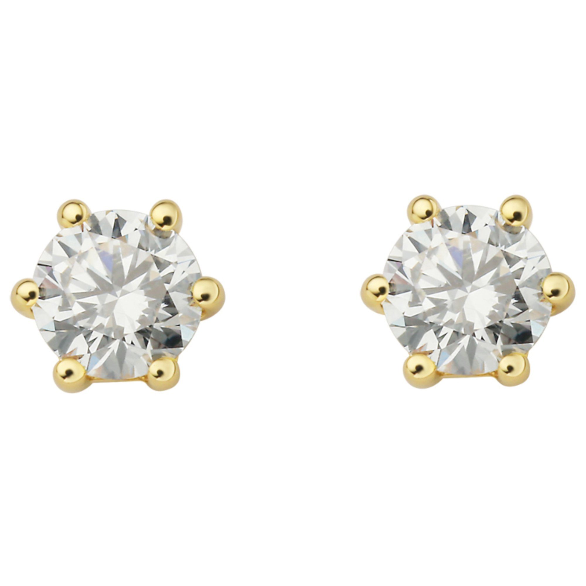 Ohrstecker 585 Ohrstecker Diamant Brillant 0.4 Schmuck Paar Ohrringe Damen ONE Gelbgold, ELEMENT aus Gold ct