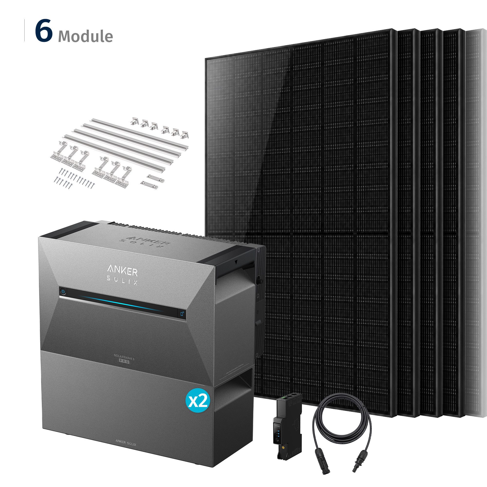 SolarMars Solaranlage 3000W Balkonkraftwerk mit Speicher Anker Solix Solarbank 3 E2700 Pro, (mit optionaler BP2700 Erweiterungsakku), mit intelligenter KI zur dynamischen Überwachung des Stromverbrauchs