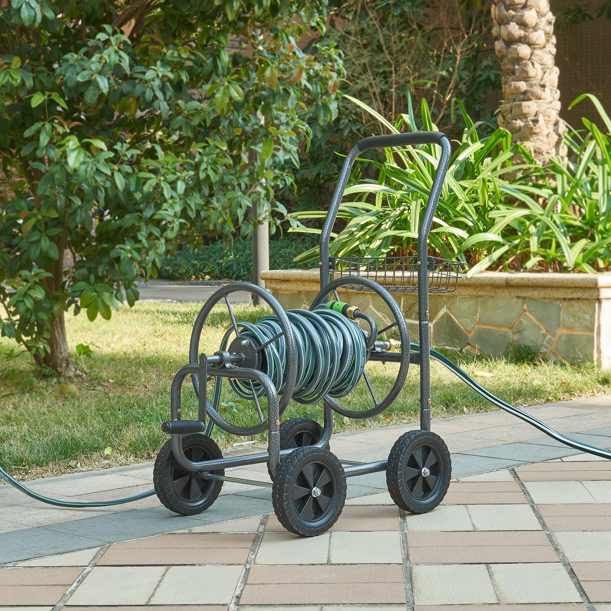 pro.tec Schlauchwagen, »Gelibolu« für Schläuche von 65 m (3/4) Stahl 84x48x93 cm Grau