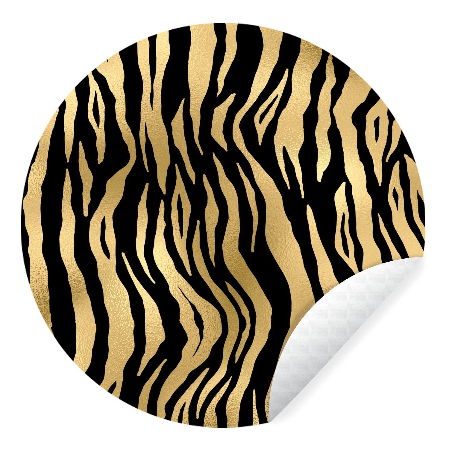 MuchoWow Wandsticker Muster - Zebra - Gold (1 St), Tapetenkreis für Kinderzimmer, Tapetenaufkleber, Rund, Wohnzimmer